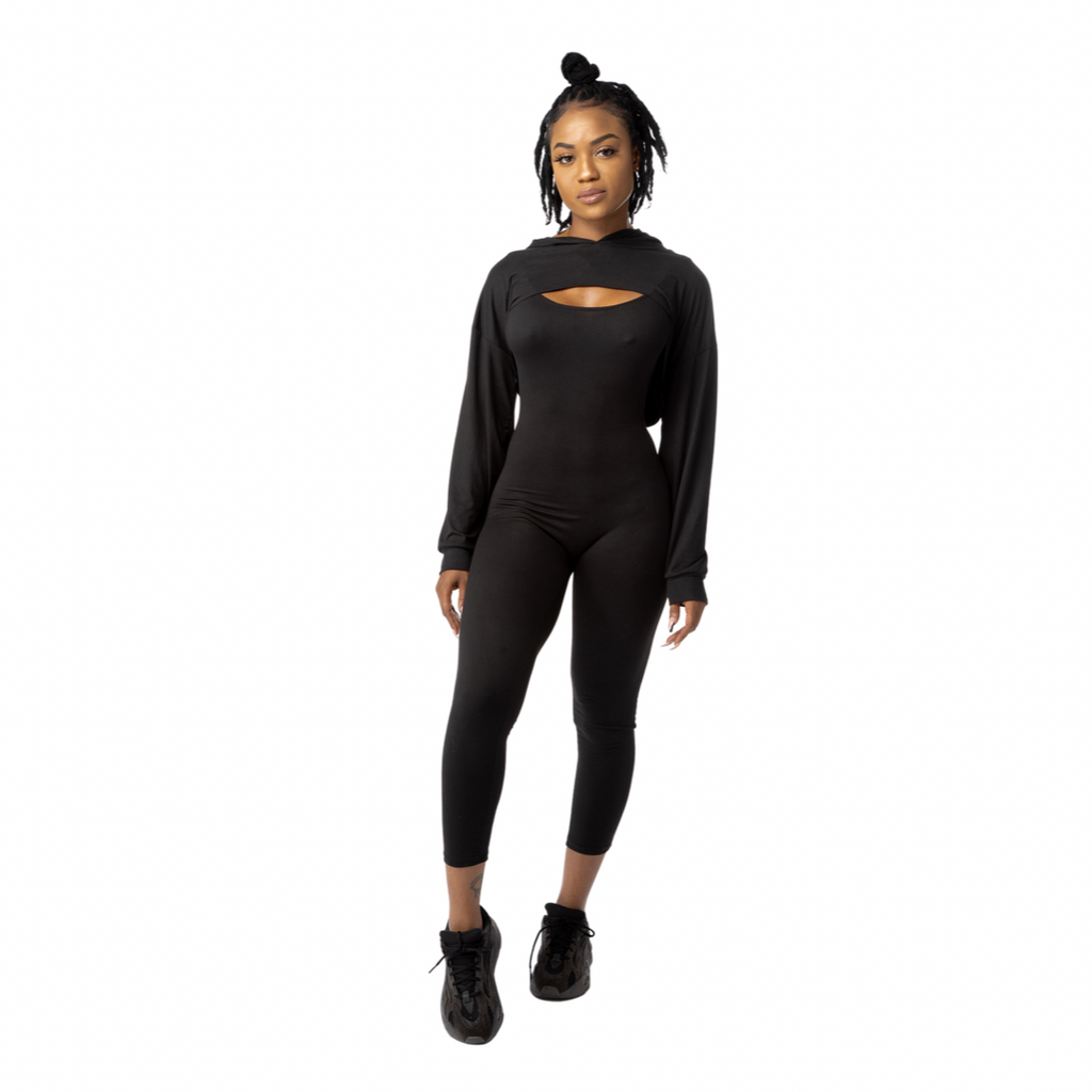 ΖΦΒ Black Sequin Cropped Hoodie – Zoeticcouture